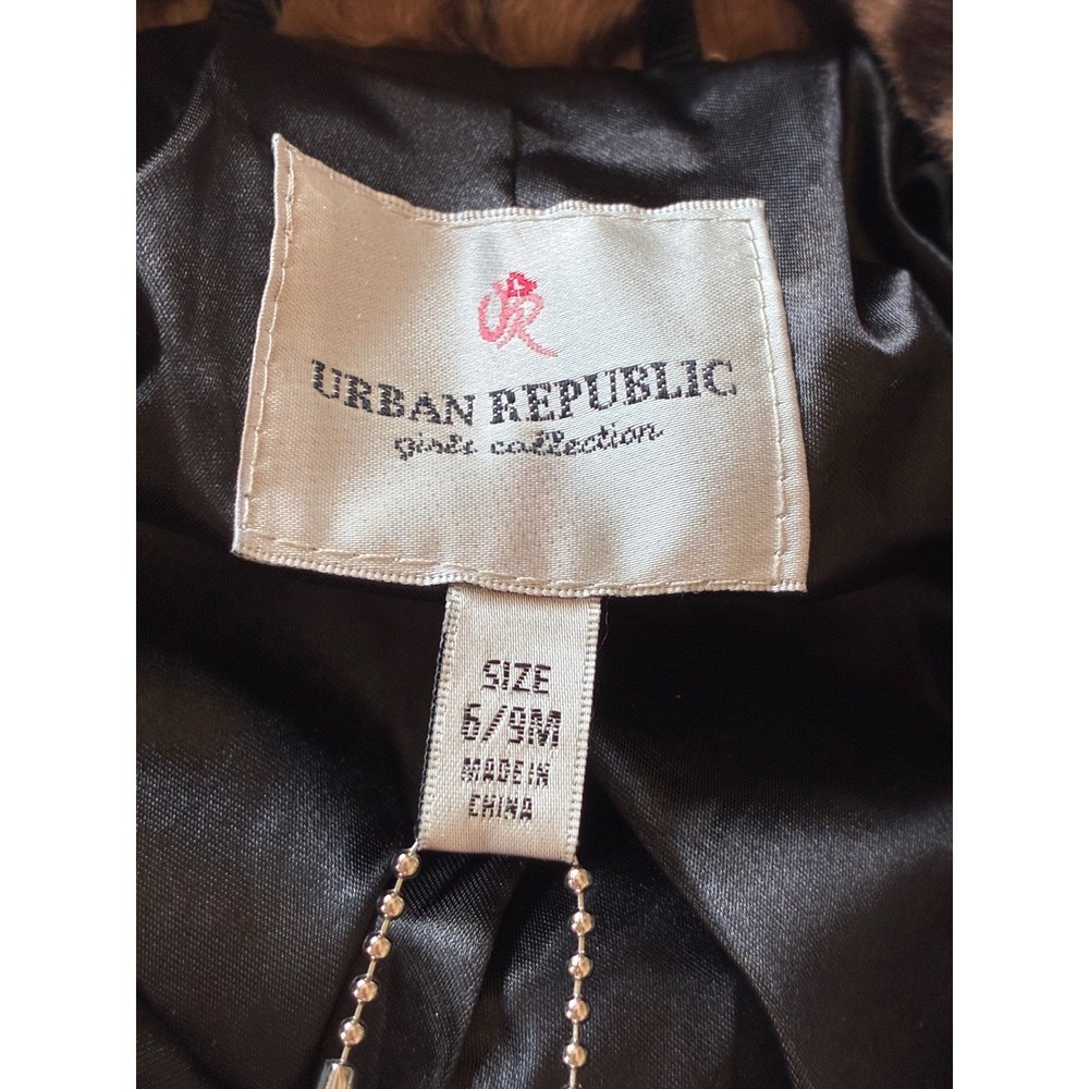 Urban Republic Girls Leopard Faux Fur Bomber Jacket Brown Black 6/9M NWT - Picture 6 of 7